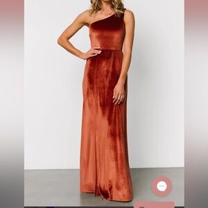 Baltic Born Velvet One-Shoulder Dress w/Slit